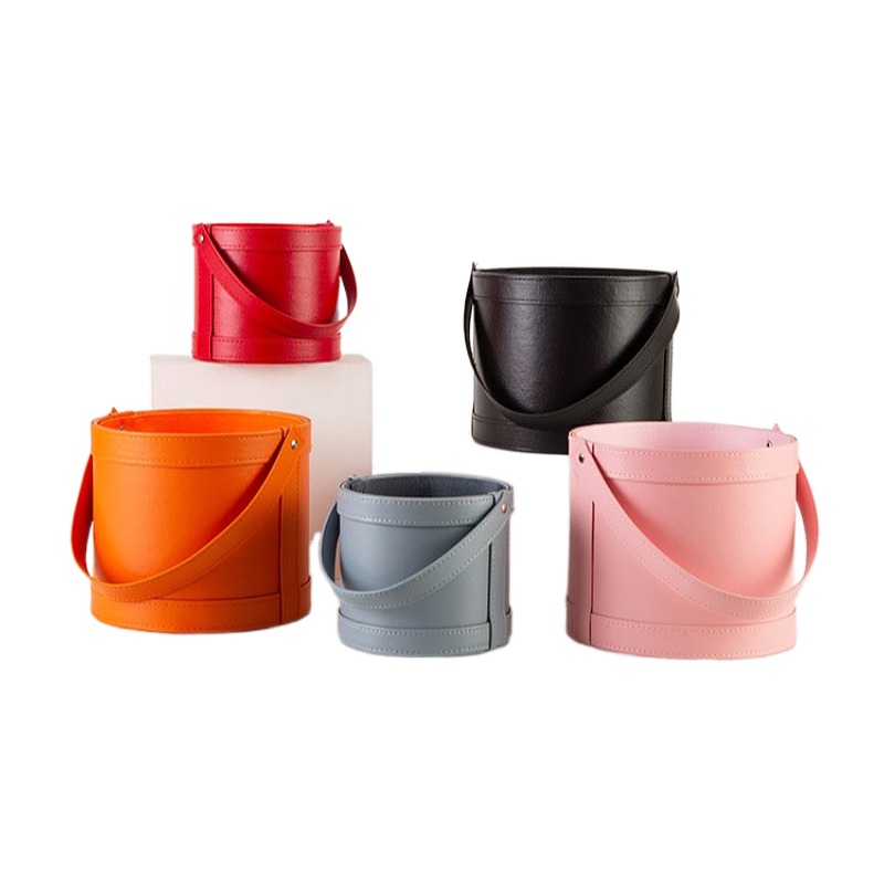 Portable Leather Round Gift Bo - Florist Supply Buckets recension och pris