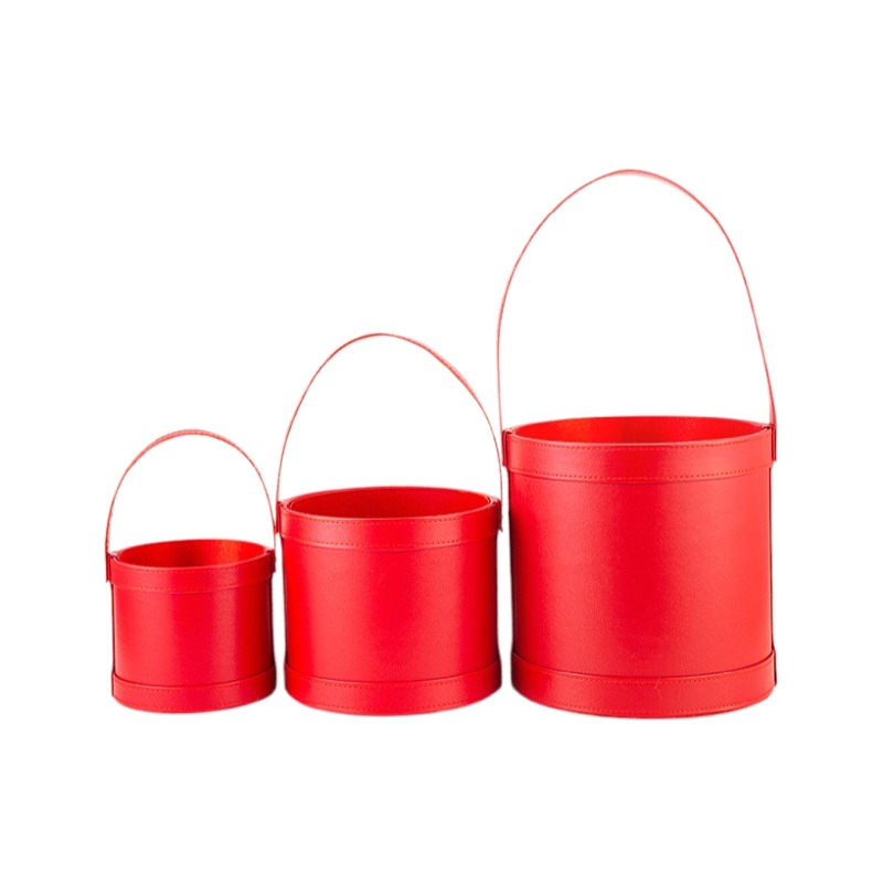 Portable Leather Round Gift Bo - Florist Supply Buckets recension och pris
